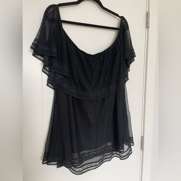Sheer black off the shoulder flowy top - Picture 1 of 4
